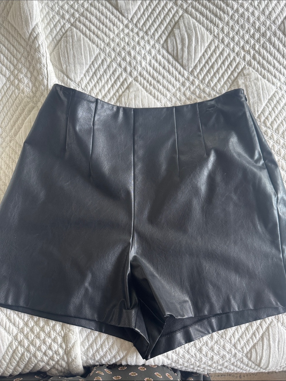 Express Black Faux Leather High Waist Shorts